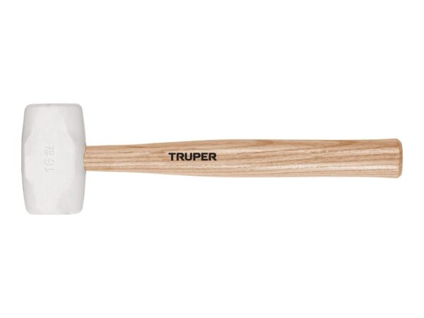 Mazo de hule Truper de 16 oz con cabeza blanca y mango de madera